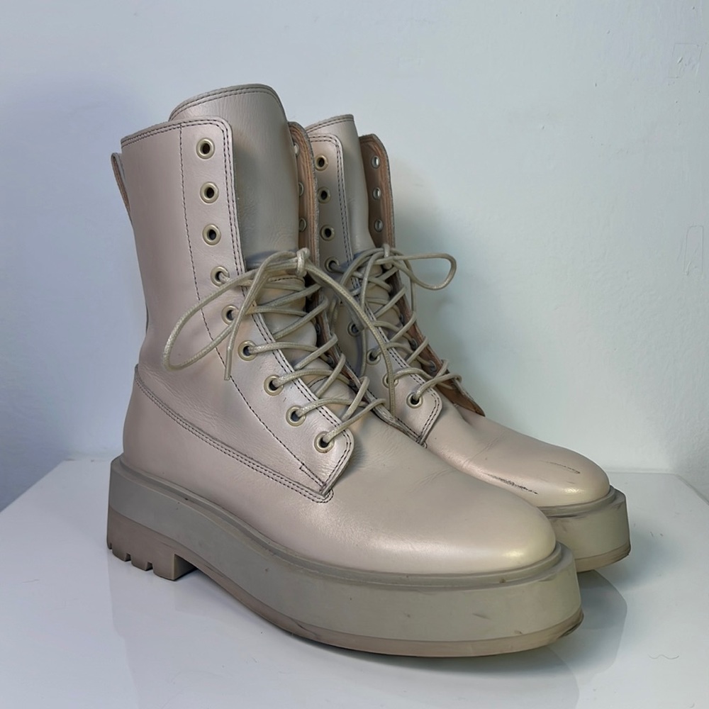 & Other Stories Cream Combat Boots w/Thick Platform Sole Size 39 US 8 - 8.5